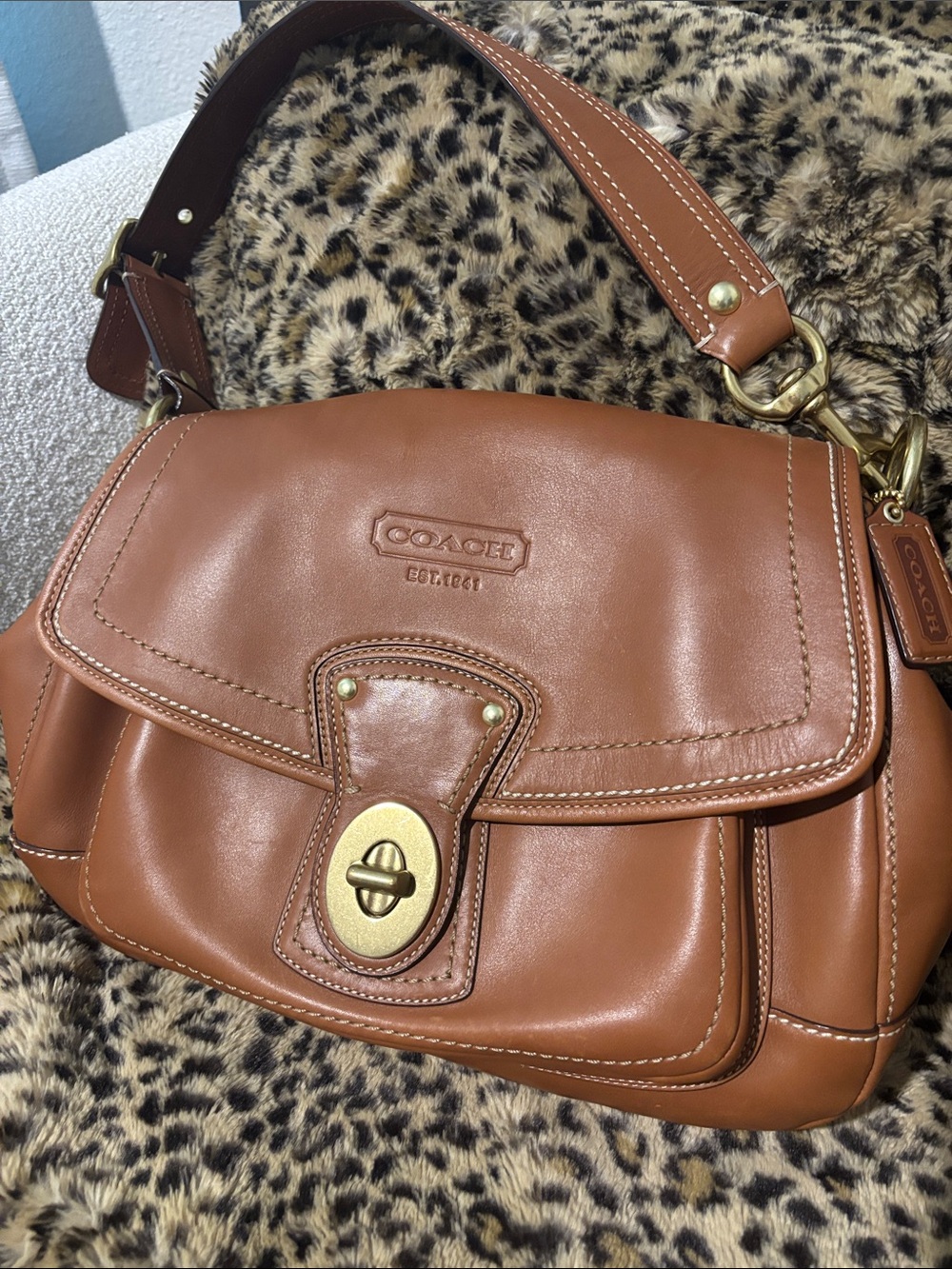 COACH Tan Leather Flap Shoulder Bag - Picture 5 of 15